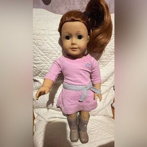 American Girl Pink Dress with Silver Belt and Boots